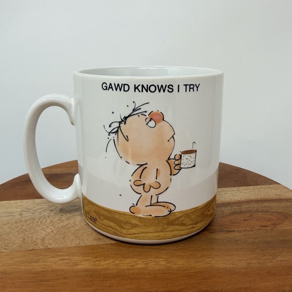 Vintage George Good Message Mugs Gawd Knows I Try Mug Japan w/ Original Box RARE